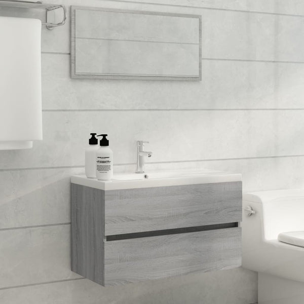 Conjunto de mueble para WC 2 piezas de madera gris Sonoma.