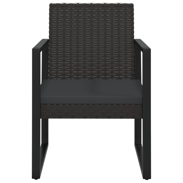 3 pcs conjunto lounge de jardim c/ almofadões vime PE preto