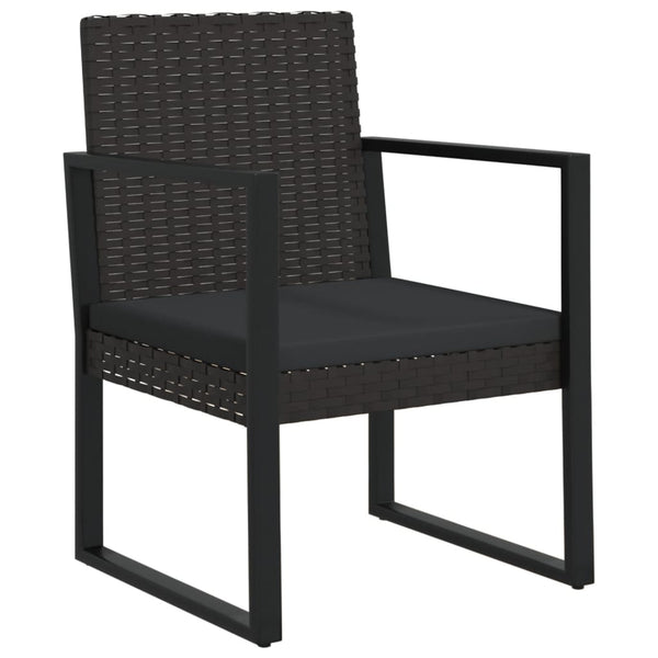 4 pcs conjunto lounge de jardim c/ almofadões vime PE preto