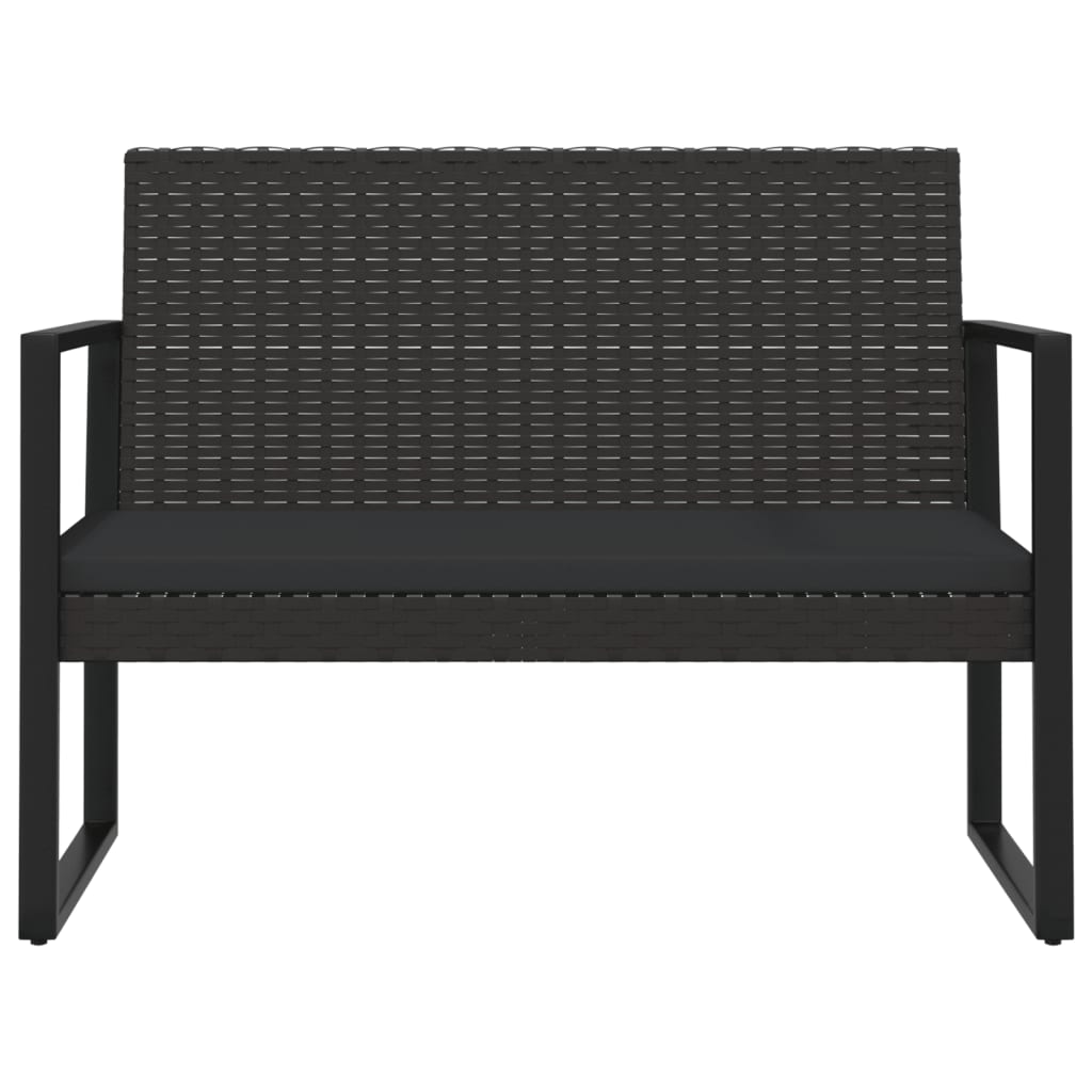 4 pcs conjunto lounge de jardim c/ almofadões vime PE preto