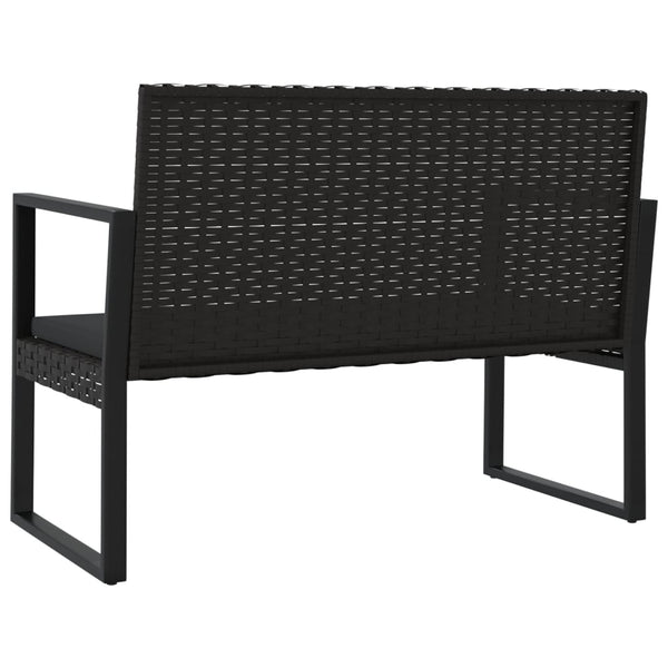 4 pcs conjunto lounge de jardim c/ almofadões vime PE preto