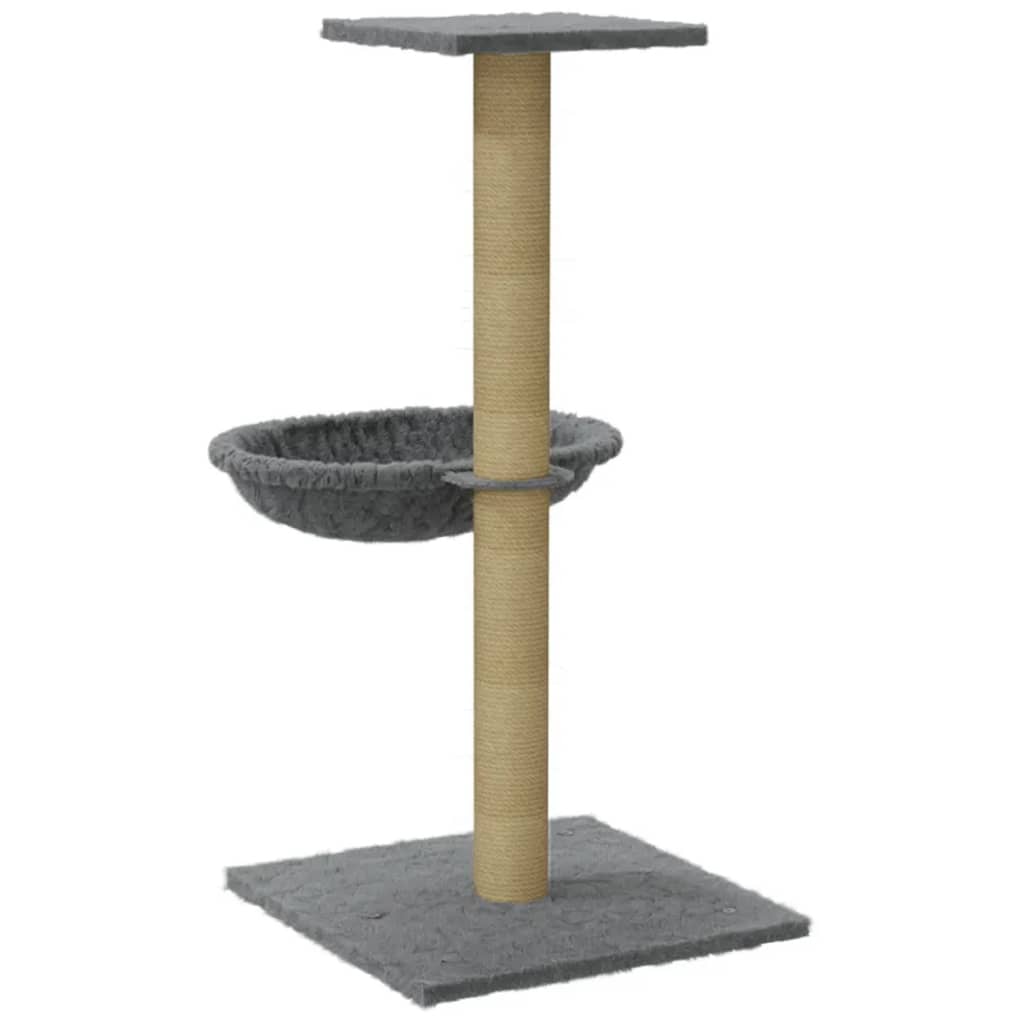 Árvore para gatos com poste arranhador sisal 74 cm cinzento