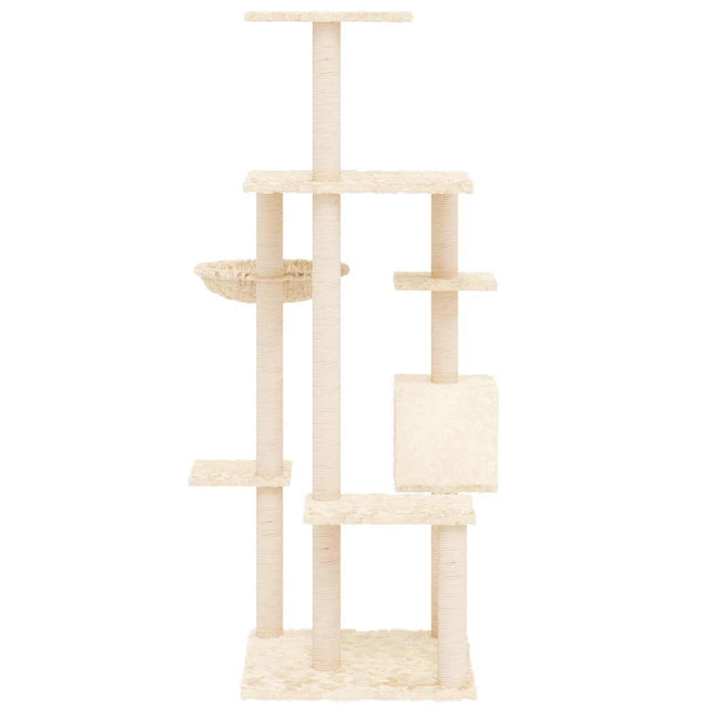 Árvore para gatos c/ postes arranhadores sisal 142 cm cor creme