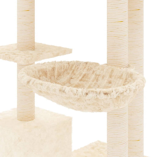 Árvore para gatos c/ postes arranhadores sisal 142 cm cor creme