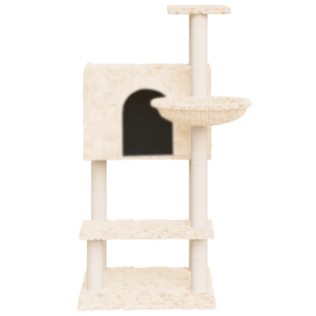 Árvore p/ gatos c/ postes arranhadores sisal 108,5 cm cor creme