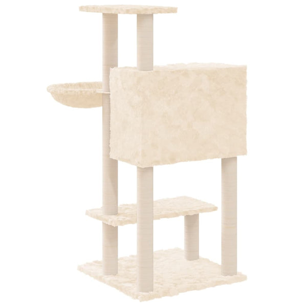 Árvore p/ gatos c/ postes arranhadores sisal 108,5 cm cor creme