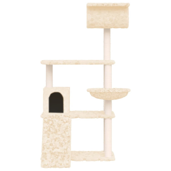 Árvore p/ gatos c/ postes arranhadores sisal 131 cm cor creme