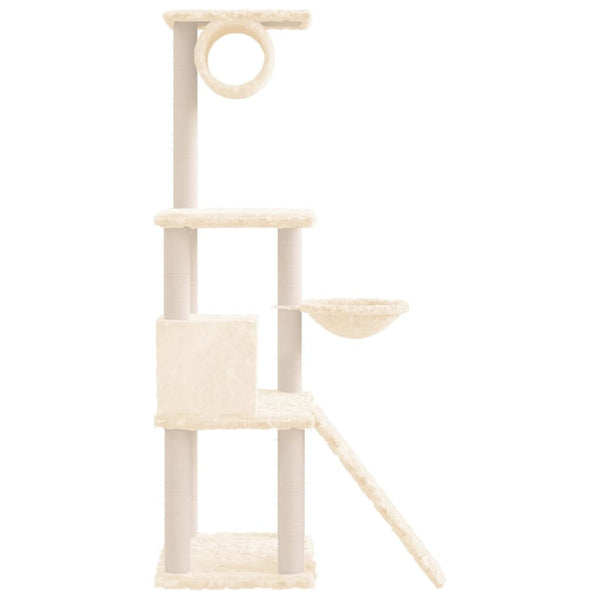 Árvore p/ gatos c/ postes arranhadores sisal 131 cm cor creme