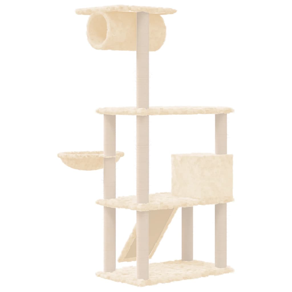 Árvore p/ gatos c/ postes arranhadores sisal 131 cm cor creme