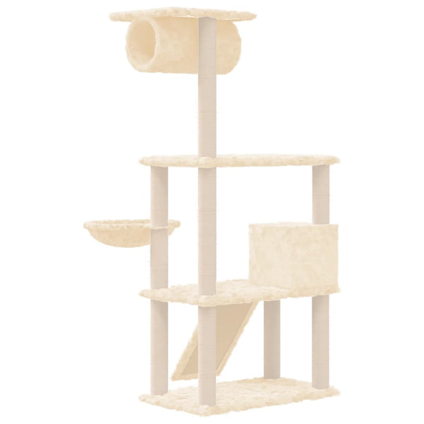 Árvore p/ gatos c/ postes arranhadores sisal 131 cm cor creme