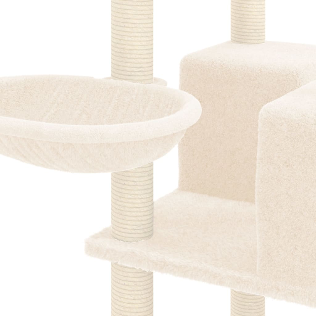 Árvore p/ gatos c/ postes arranhadores sisal 167 cm cor creme