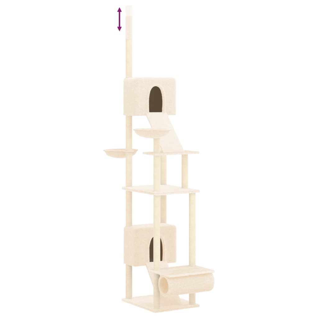 Árvore p/ gatos altura ajustável chão ao teto 277-303 cm creme