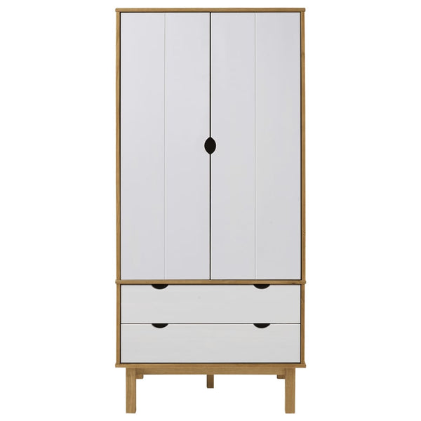 Roupeiro OTTA 76,5x53x172 cm pinho maciço castanho/branco