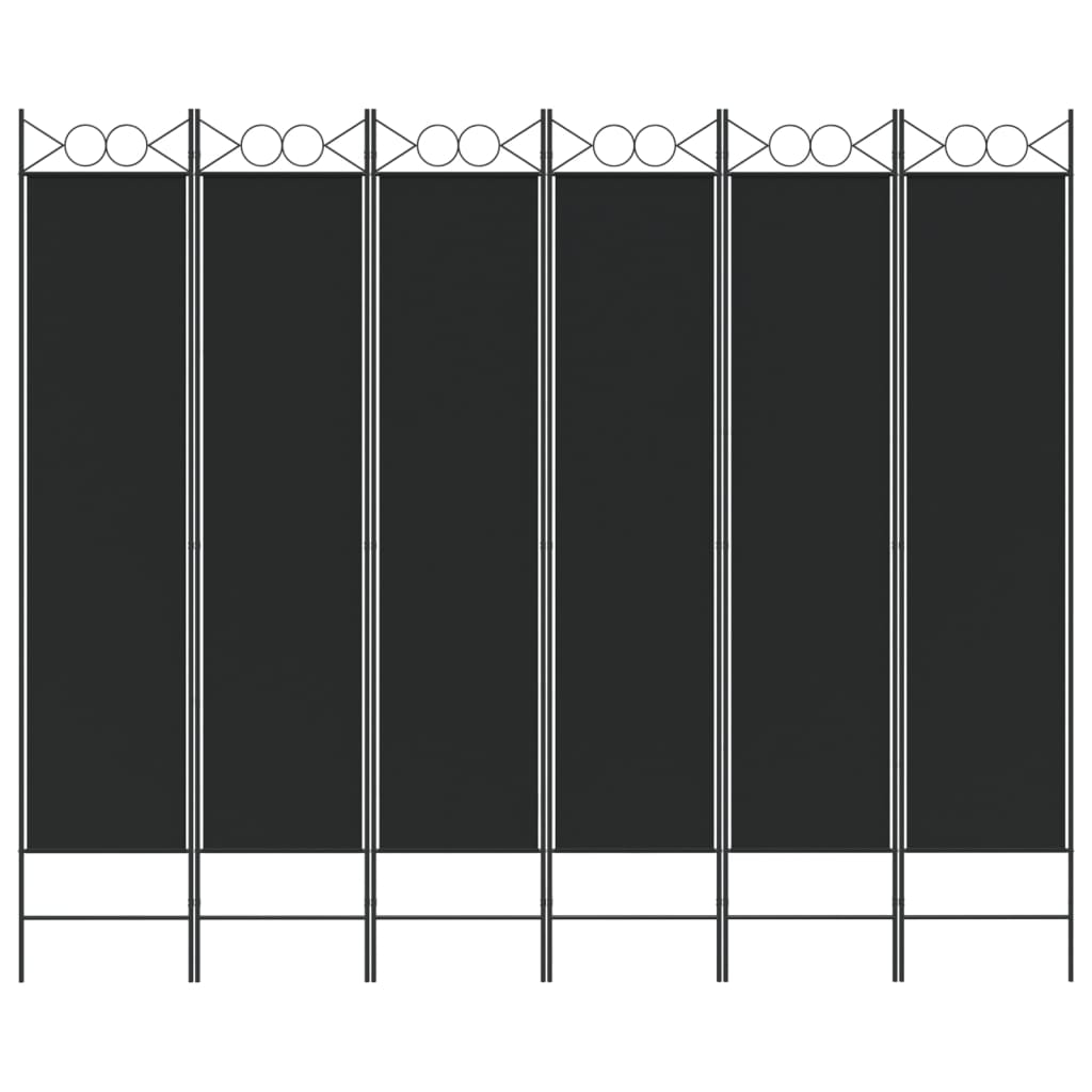 Divisória de quarto com 6 painéis 240x200 cm tecido preto