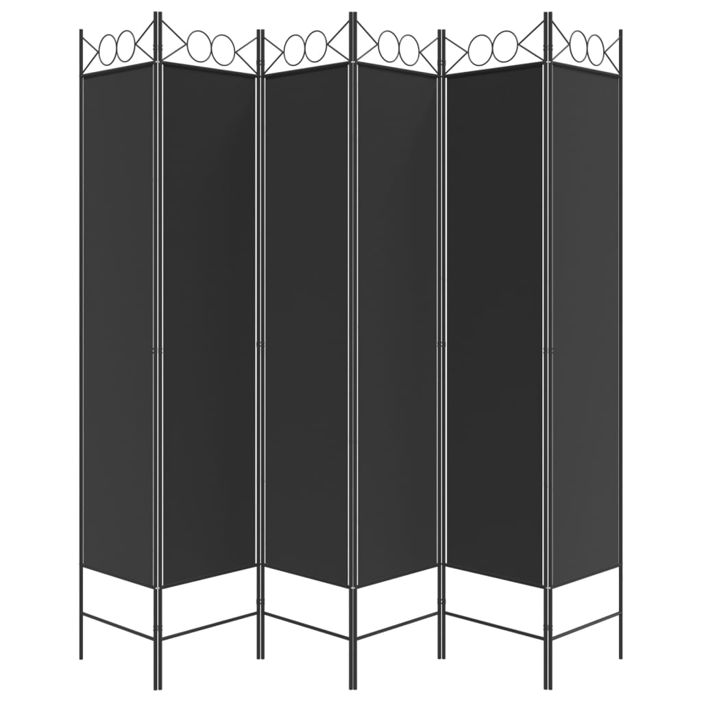 Divisória de quarto com 6 painéis 240x200 cm tecido preto