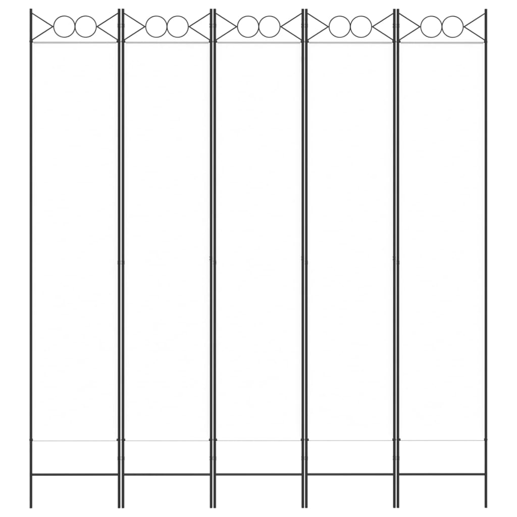 vidaXL Divisória/biombo com 5 painéis 200x220 cm tecido branco