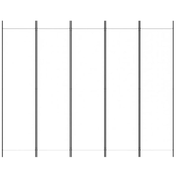 Biombo com 5 painéis 250x200 cm tecido branco