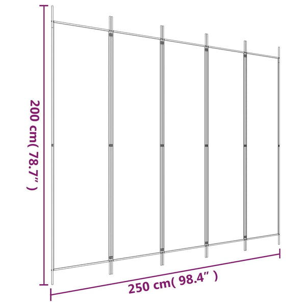 Biombo/divisória com 5 painéis 250x200 cm tecido castanho