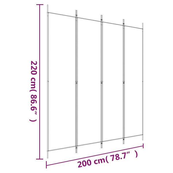 vidaXL Biombo/divisória com 4 painéis 200x220 cm tecido castanho