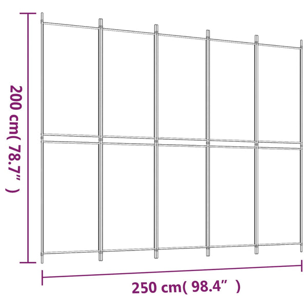 Divisória de quarto com 5 painéis 250x200 cm tecido antracite