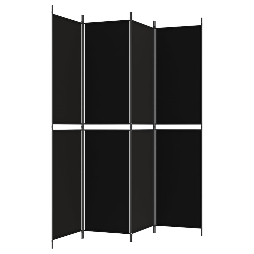 Biombo/divisória com 4 painéis 200x220 cm tecido preto