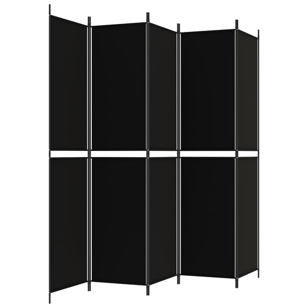 Divisória de quarto com 5 painéis 250x220 cm tecido preto