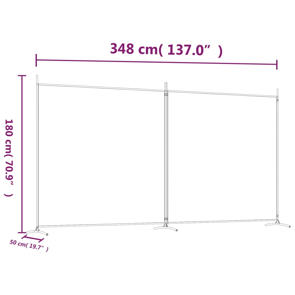 vidaXL Divisória/biombo com 2 painéis 348x180 cm tecido castanho