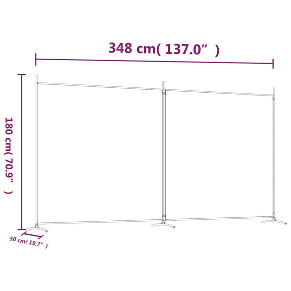 vidaXL Divisória/biombo com 2 painéis 348x180 cm tecido castanho