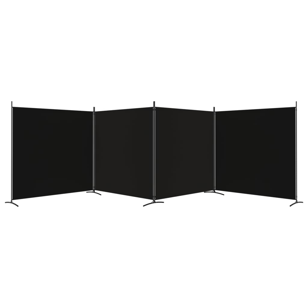 Biombo/divisória com 4 painéis 698x180 cm tecido preto