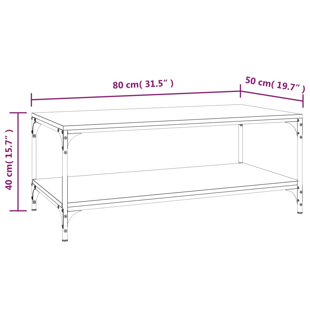 Mesa de centro 80x50x40 cm madera negra