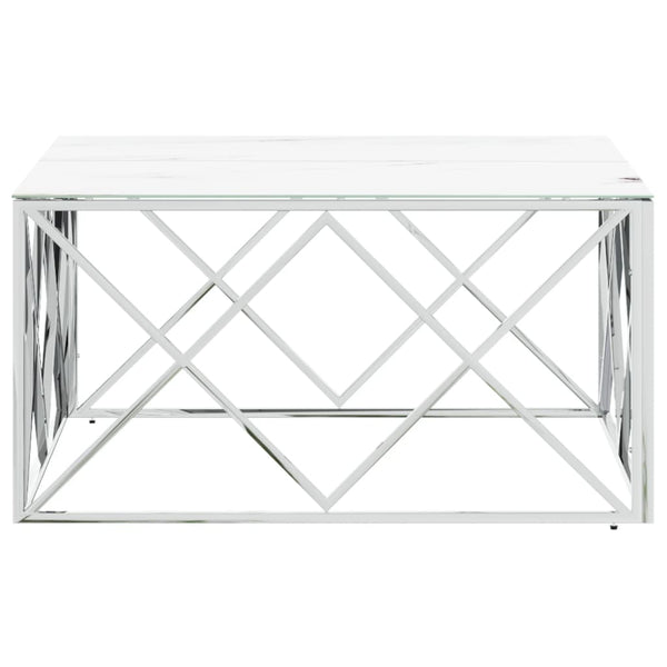 Mesa de centro 80x80x40 cm aço inoxidável e vidro prateado