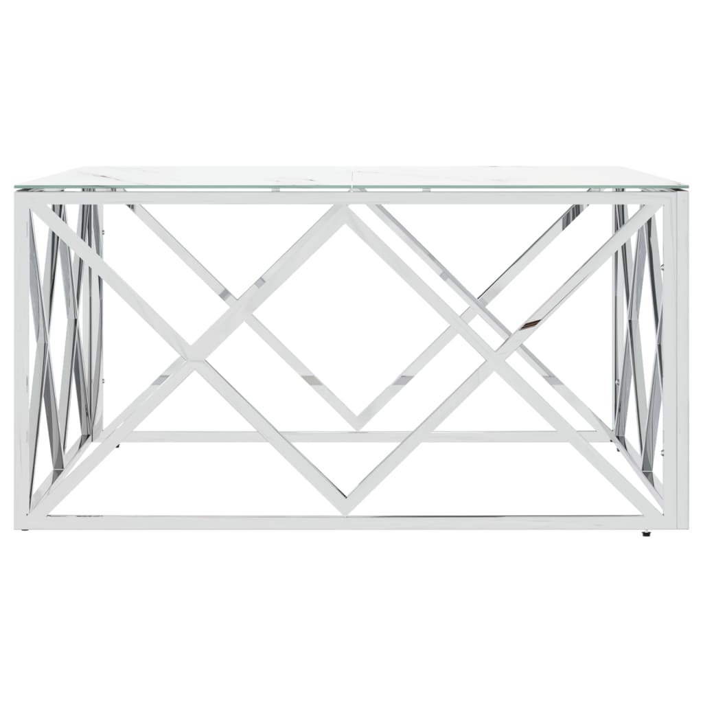 Mesa de centro 80x80x40 cm aço inoxidável e vidro prateado