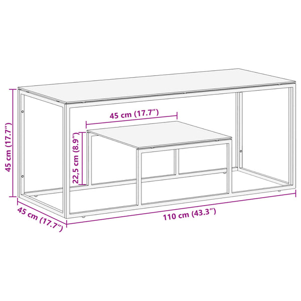 Mesa de centro aço inoxidável e vidro temperado prateado