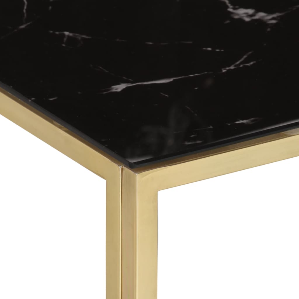 Mesa de centro aço inoxidável e vidro temperado dourado