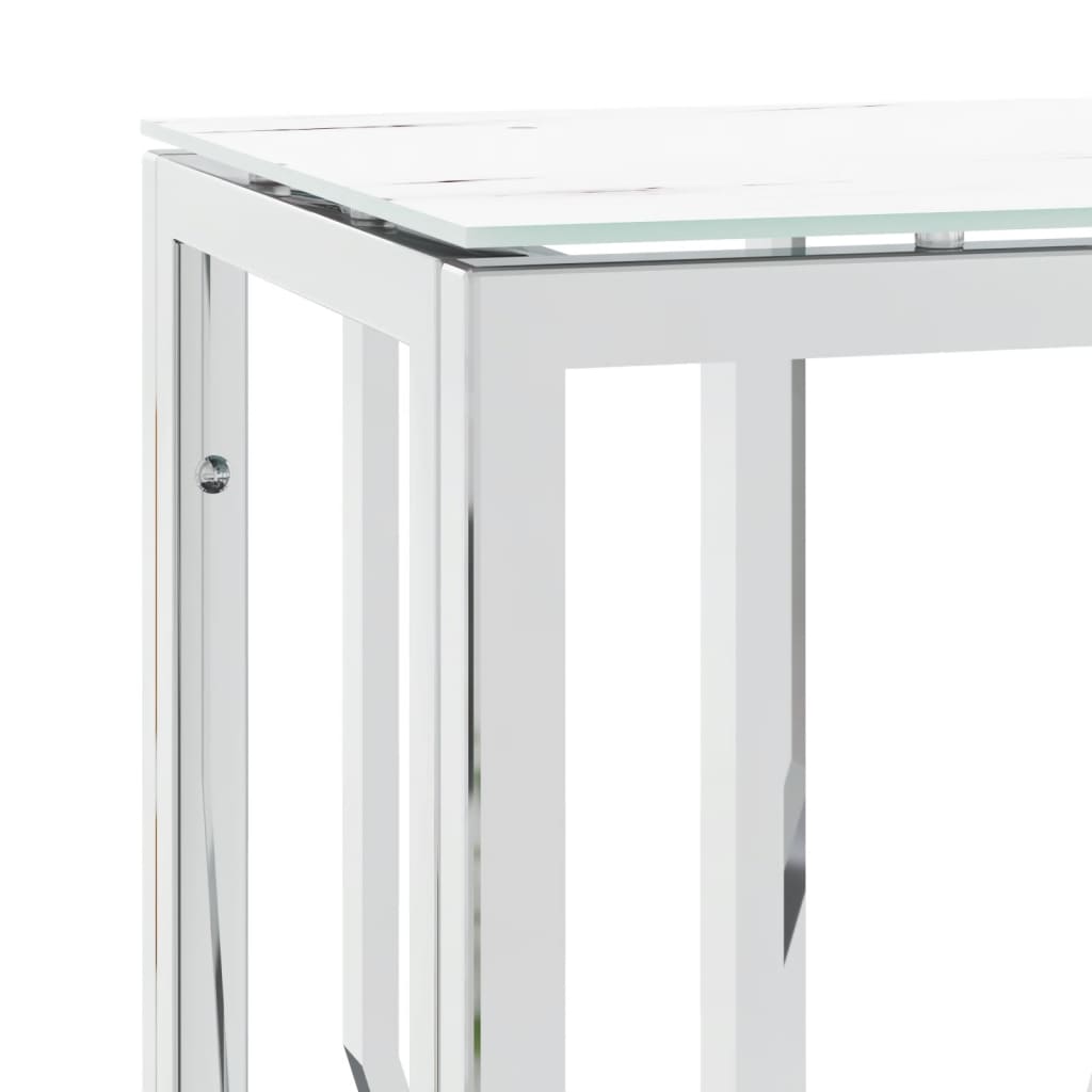 Mesa consola 70x30x70 cm aço inoxidável e vidro prateado