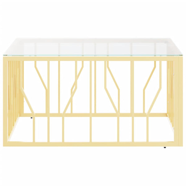 Mesa de centro 80x80x40 cm aço inoxidável e vidro dourado