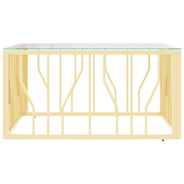 Mesa de centro 80x80x40 cm aço inoxidável e vidro dourado