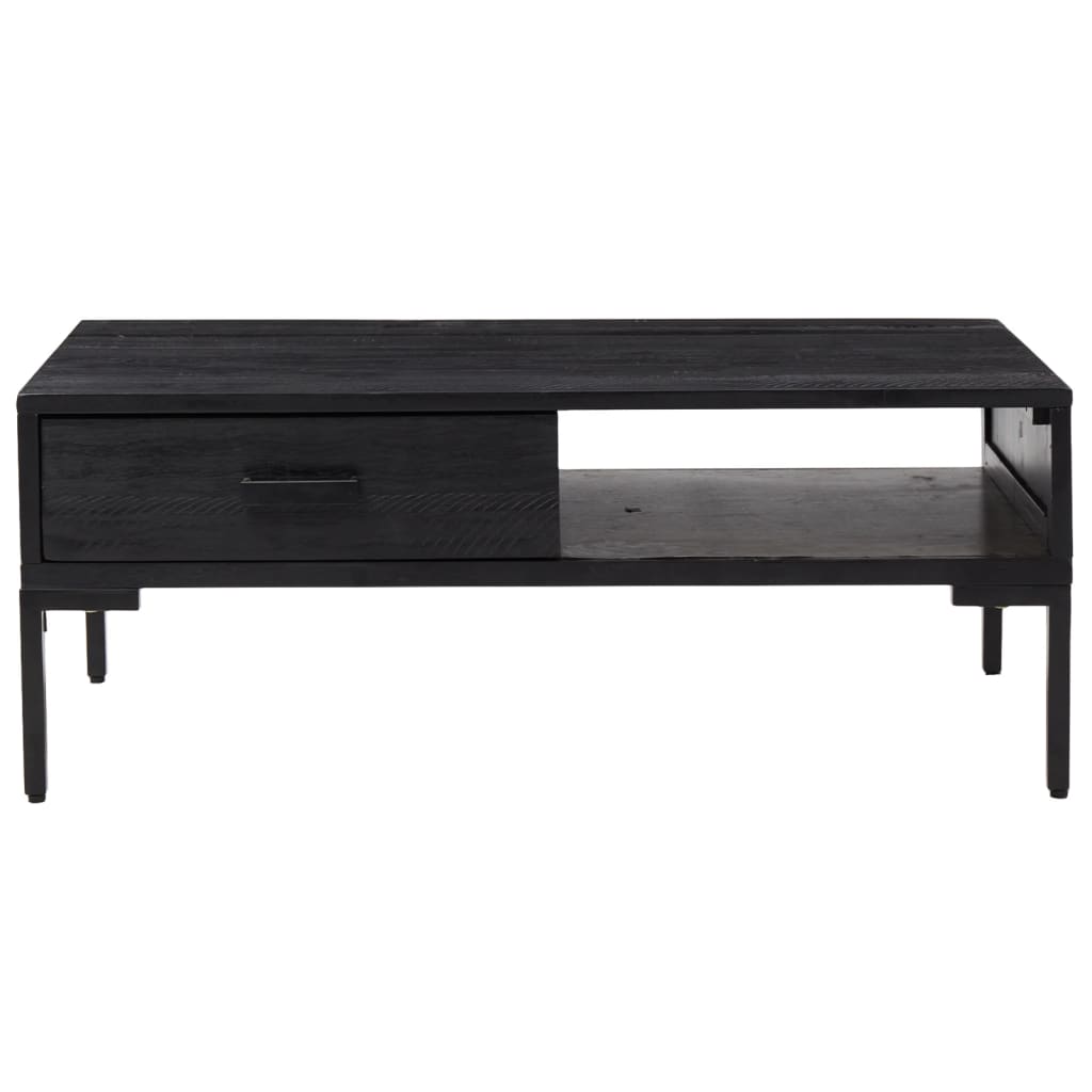 Mesa de centro 90x50x35 cm pinho maciço preto