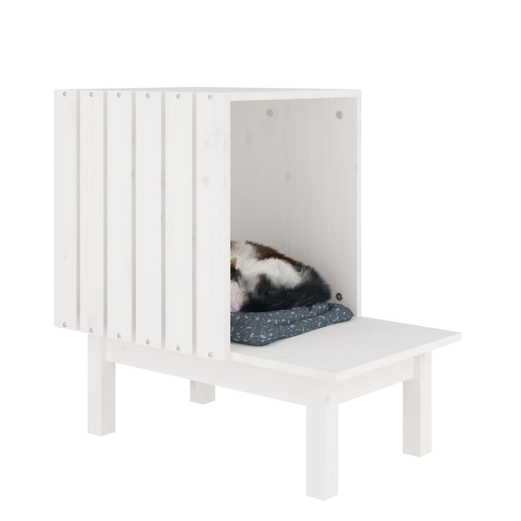 Cat nest 60x36x60 cm white solid pine