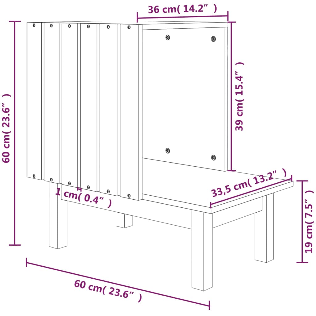 Cat nest 60x36x60 cm white solid pine