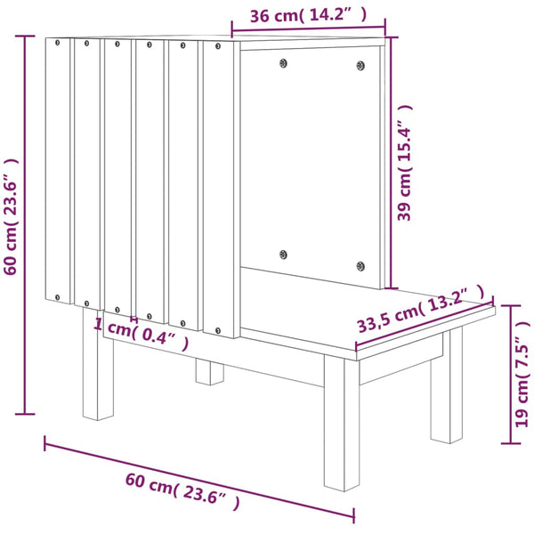 Cat nest 60x36x60 cm white solid pine