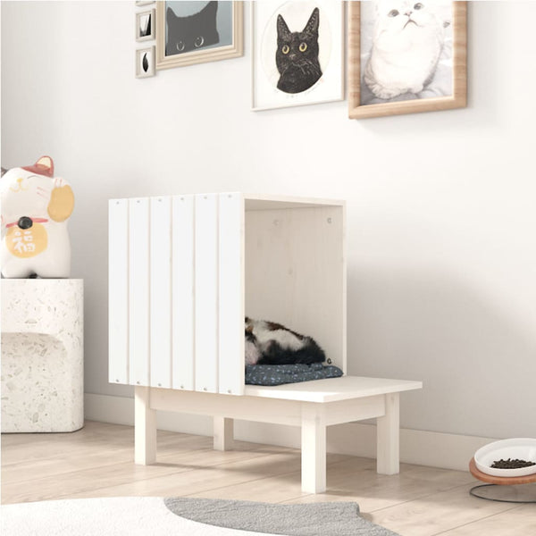 Cat nest 60x36x60 cm white solid pine