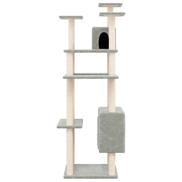 Árvore p/ gatos c/ postes arranhadores sisal 162 cm cinza-claro