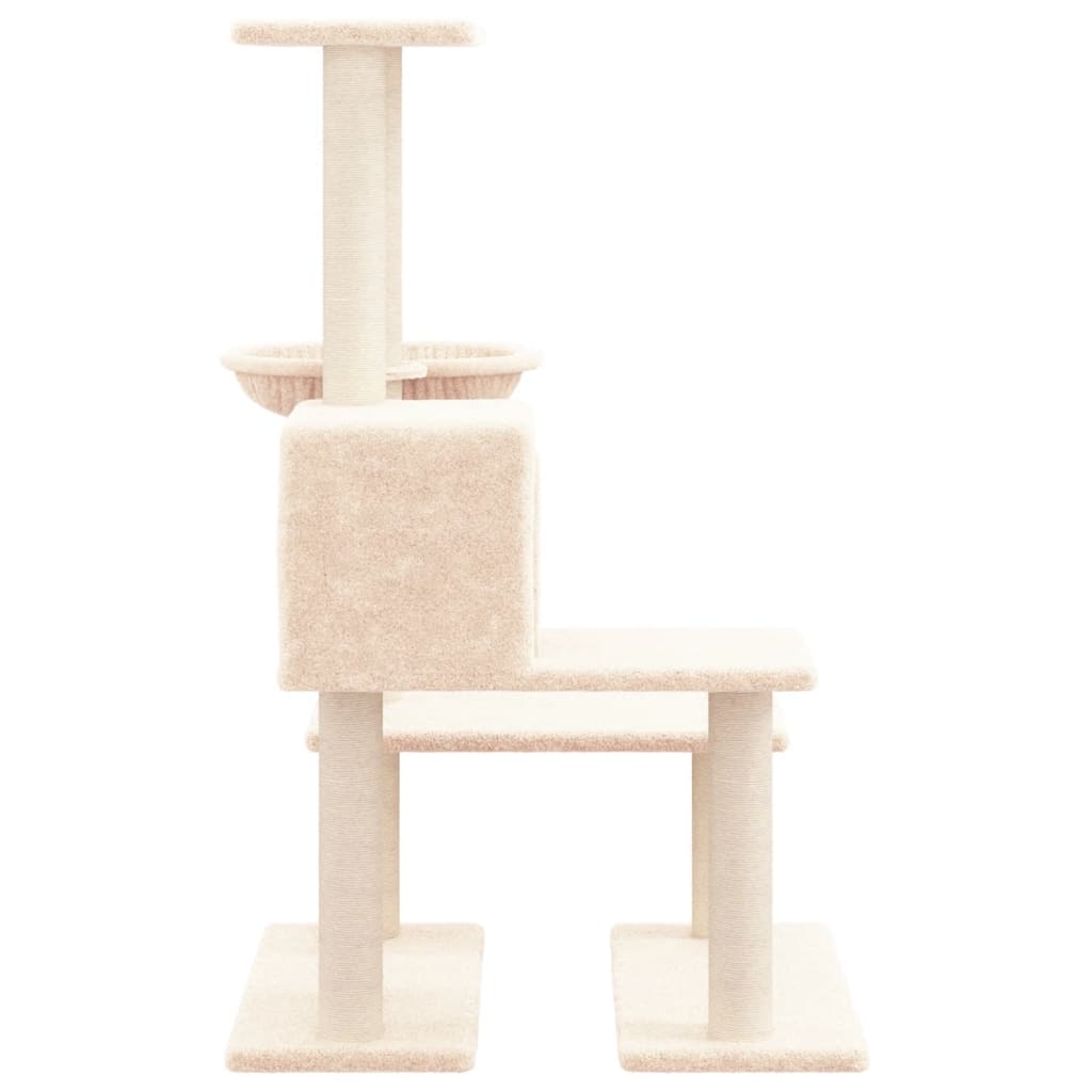 Árvore para gatos c/ postes arranhadores sisal 94,5cm cor creme