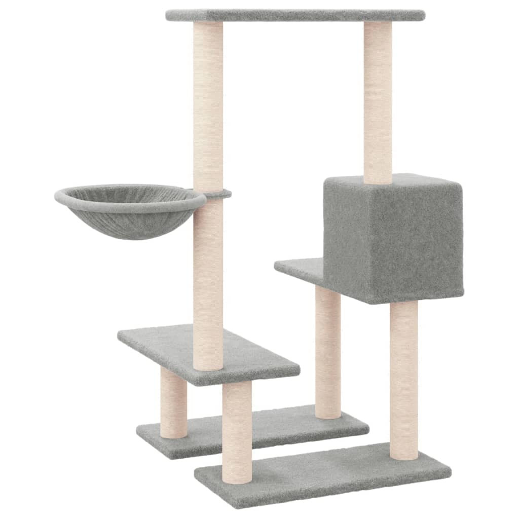 Árvore p/ gatos c/ arranhadores sisal 94,5 cm cinza-claro