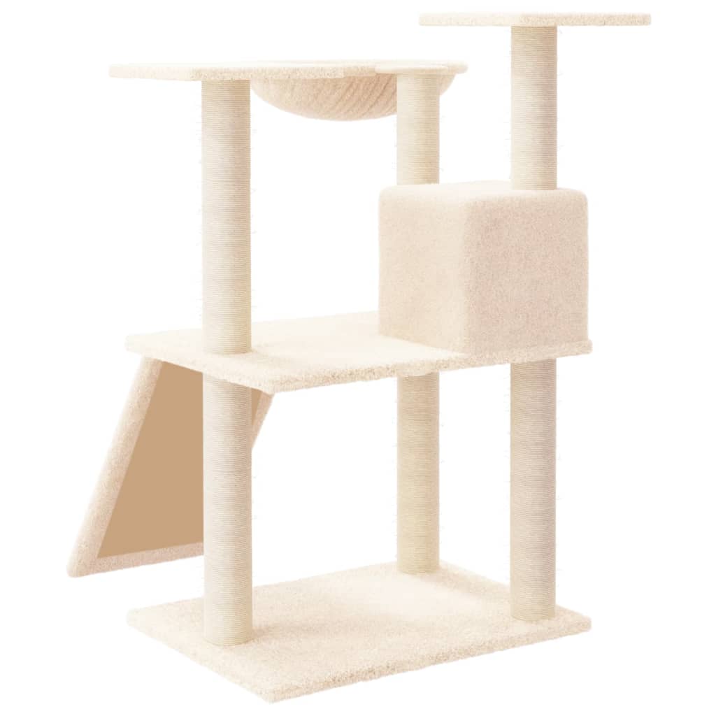 Árvore para gatos c/ postes arranhadores sisal 83 cm cor creme