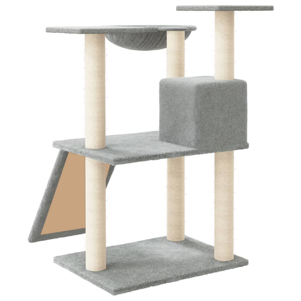 Árvore p/ gatos c/ postes arranhadores sisal 83 cm cinza-claro