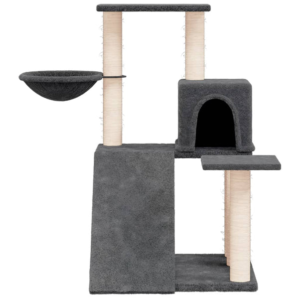 Árvore p/ gatos c/ postes arranhadores sisal 82 cm cinza-escuro