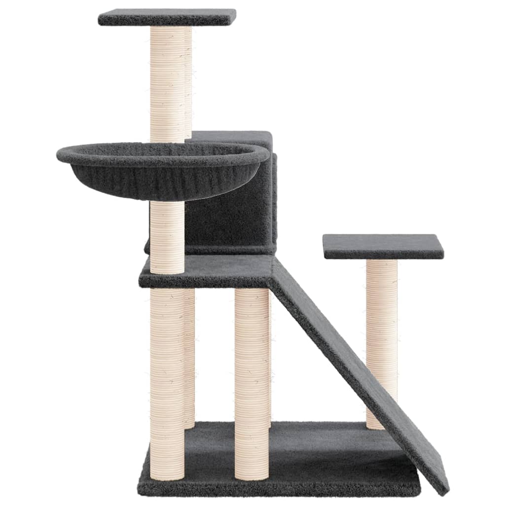 Árvore p/ gatos c/ postes arranhadores sisal 82 cm cinza-escuro