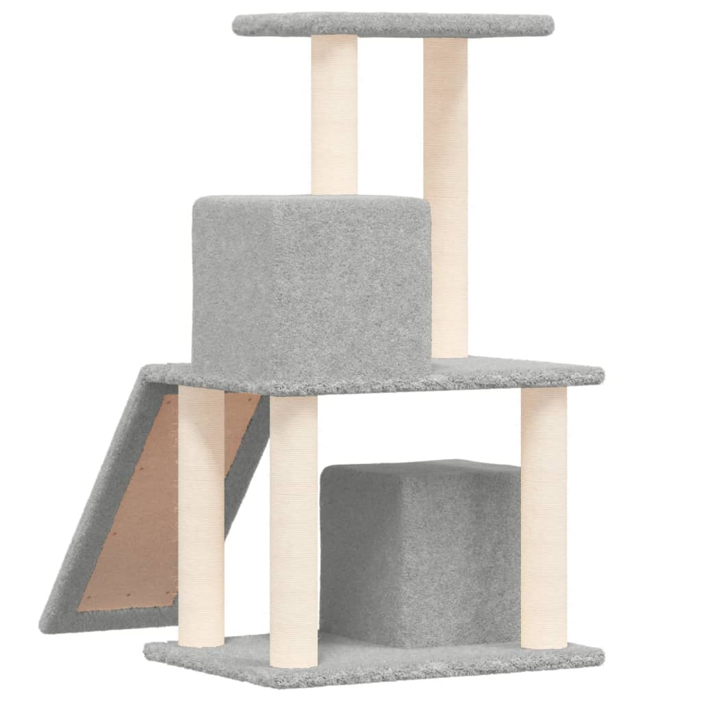 Árvore p/ gatos c/ postes arranhadores sisal 82 cm cinza-claro